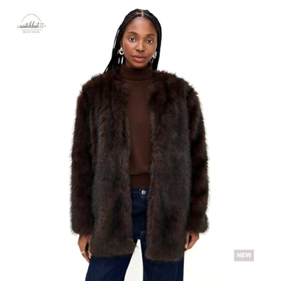 Mid-Weight Faux Fur Jacket with Stretch, Long Sleeve Casual Style - Picture 2 of 6